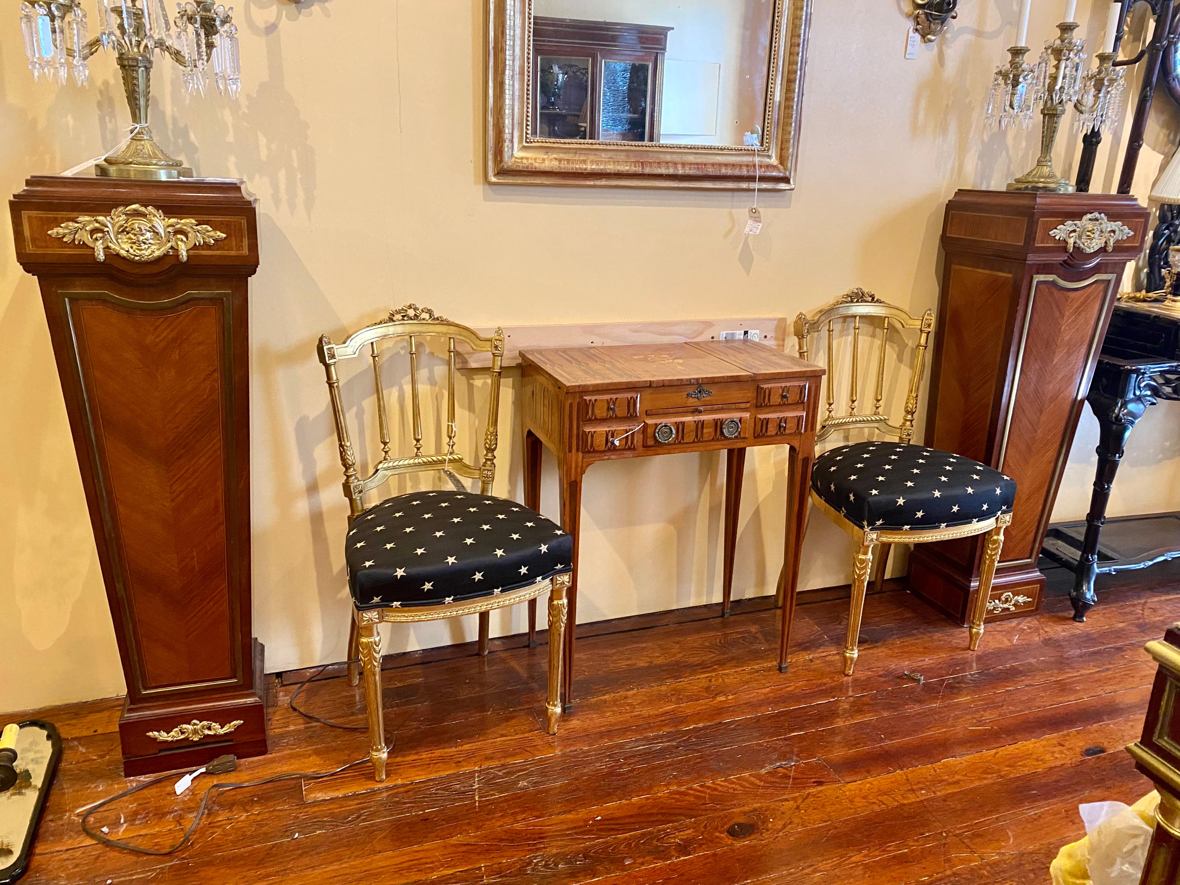 Pair of Antique French Louis XVI Style Gold Side Chairs, circa 1880 4
