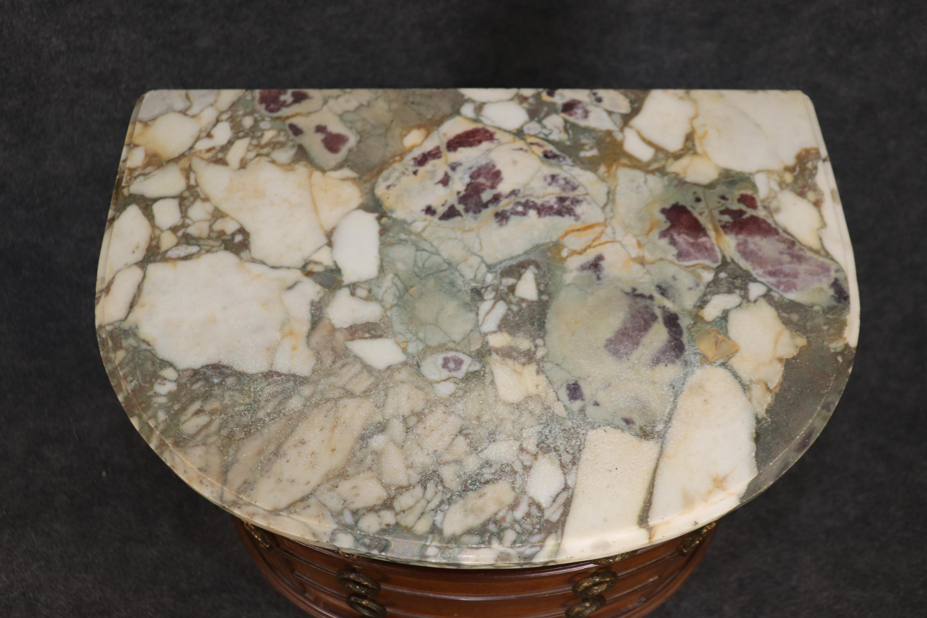 Pair of Antique French Louis XVI Style Marble Top Nightstands By Mercier Frères 3