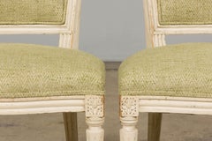 Pair of Antique French Louis XVI Style Painted Accent Side Chairs in Light Green