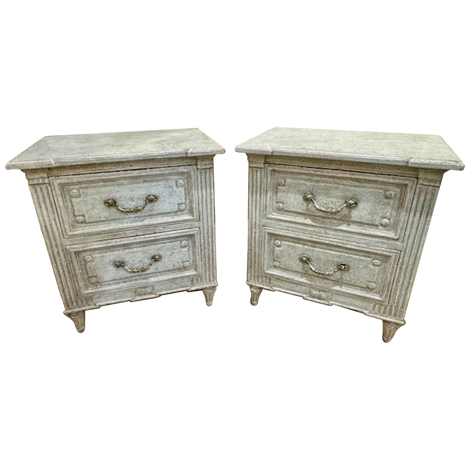 Pair of Antique French Louis XVI Style Painted Chests