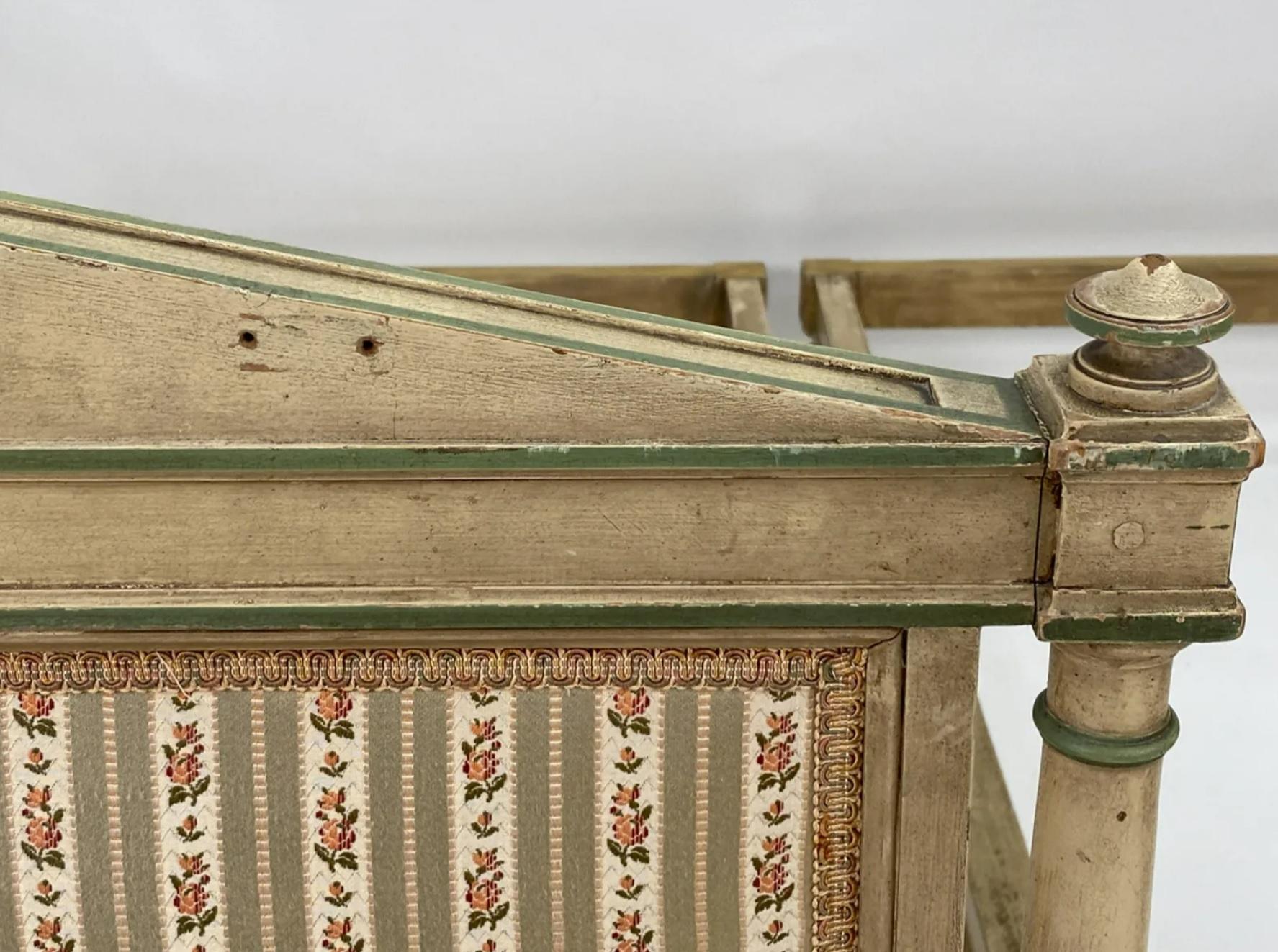 Pair of Antique French Louis XVI Style Painted Twin Bed Frames 7