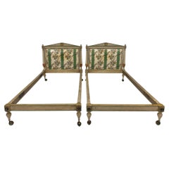 Pair of Antique French Louis XVI Style Painted Twin Bed Frames