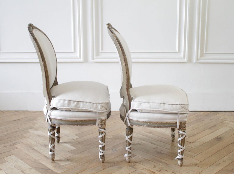 Pair Of Antique French Louis Xvi Style, Louis Xv Chair Slipcover