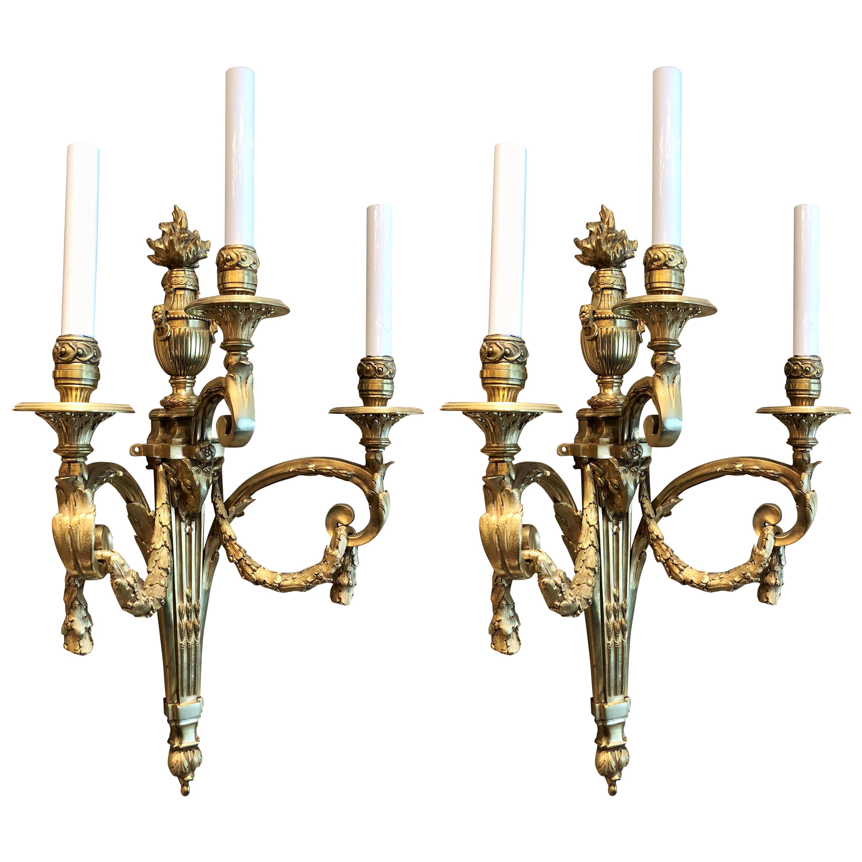 Pair of Antique French Louis XVI Wall Sconces For Sale