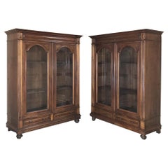 Pair of Antique French Louis XVI Walnut Bookcases