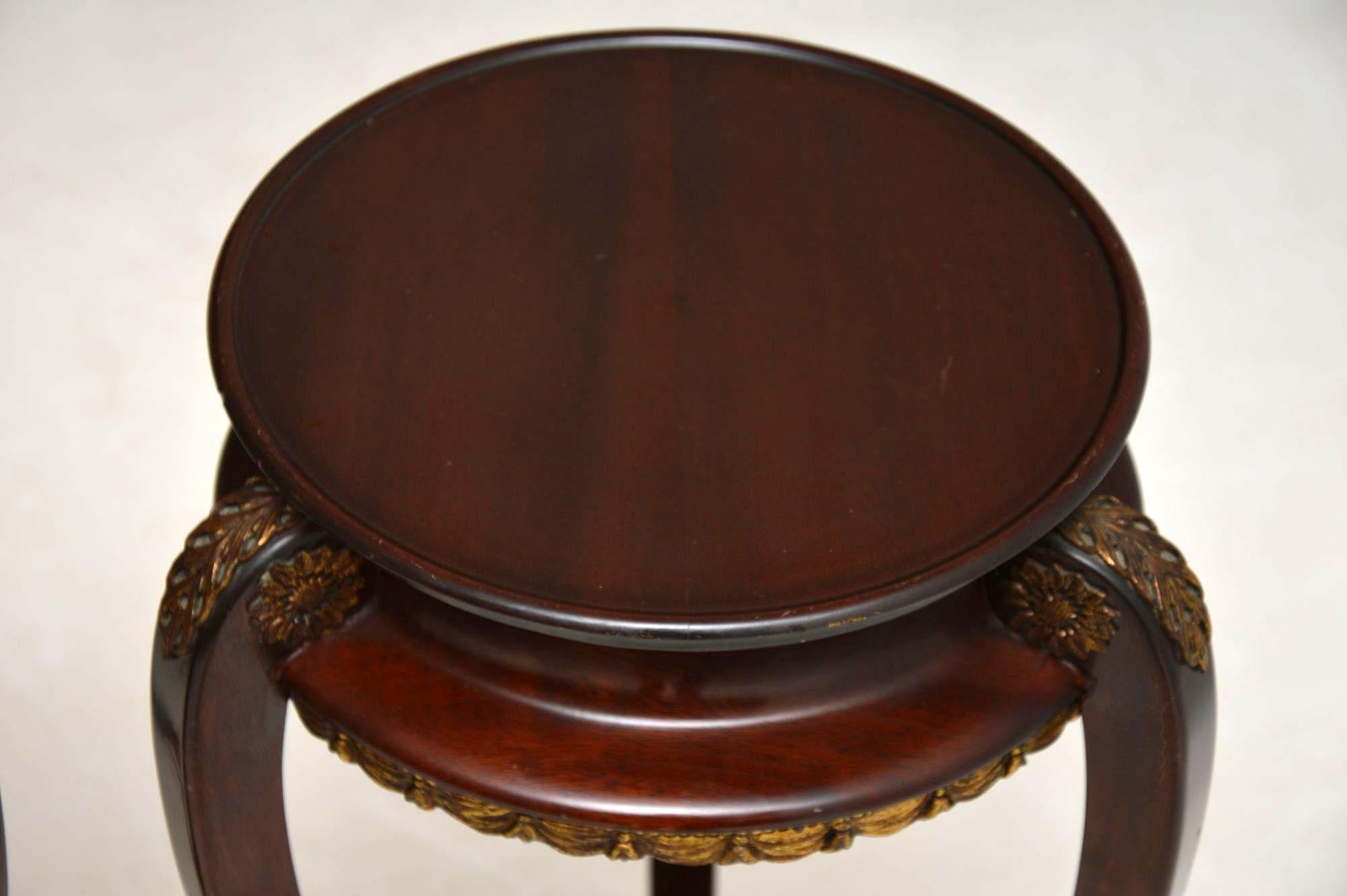 Victorian Pair of Antique French Mahogany Side Tables