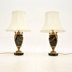 Pair of Antique French Marble and Gilt Bronze Lamps