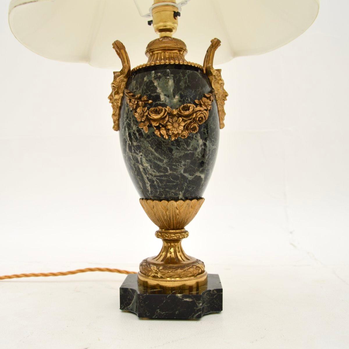 Louis XVI Pair of Antique French Marble and Gilt Bronze Lamps For Sale