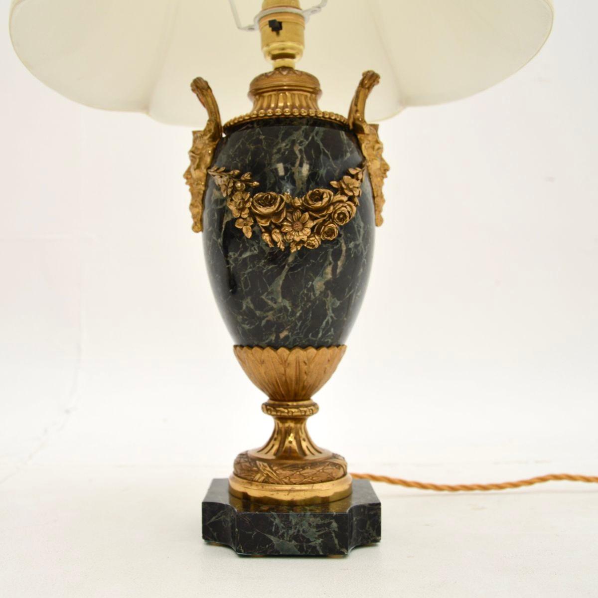 Pair of Antique French Marble and Gilt Bronze Lamps In Good Condition For Sale In London, GB