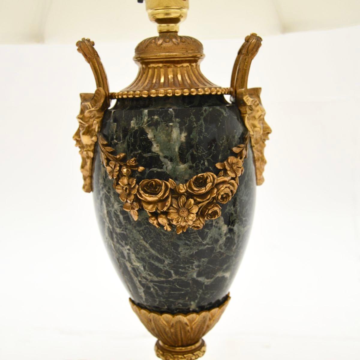 Late 19th Century Pair of Antique French Marble and Gilt Bronze Lamps For Sale