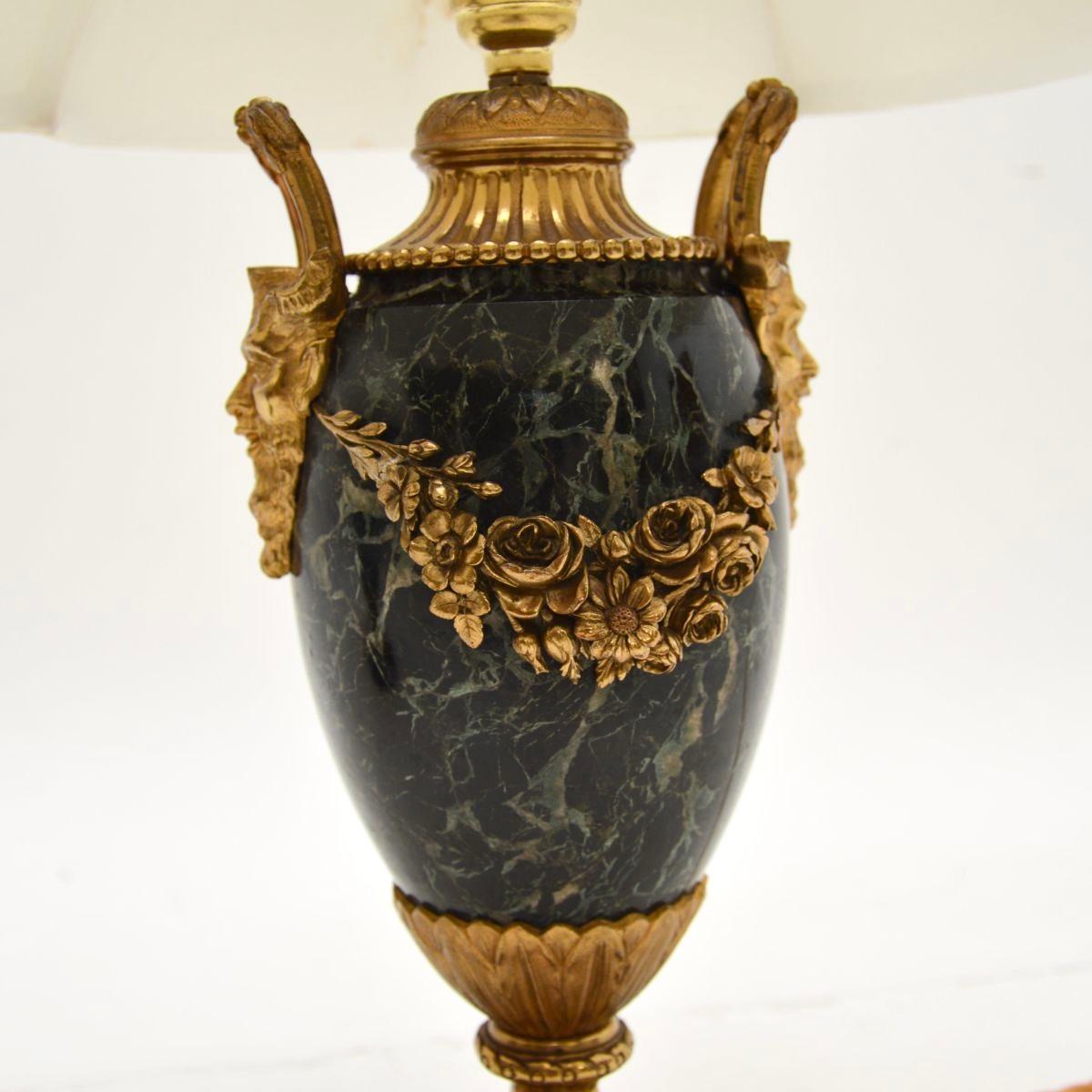 Pair of Antique French Marble and Gilt Bronze Lamps For Sale 1
