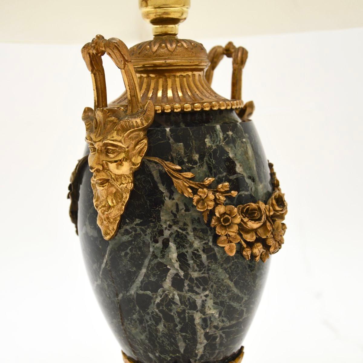 Pair of Antique French Marble and Gilt Bronze Lamps For Sale 2