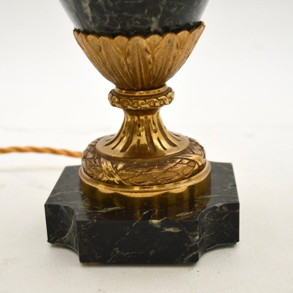 Pair of Antique French Marble and Gilt Bronze Lamps For Sale 3