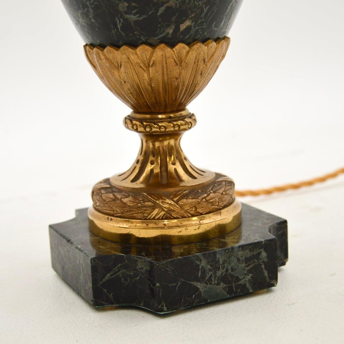 Pair of Antique French Marble and Gilt Bronze Lamps 4