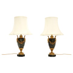 Pair of Antique French Marble and Gilt Bronze Lamps