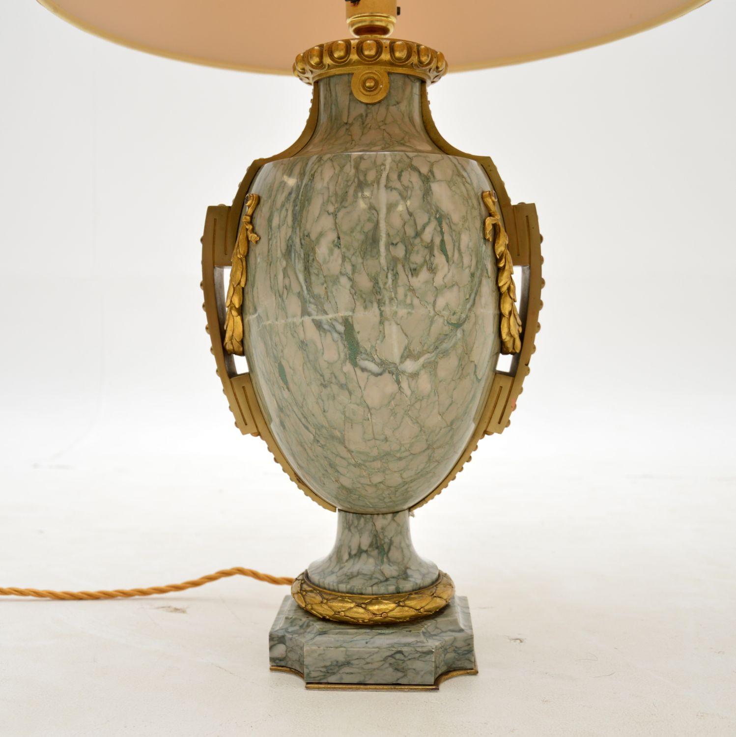 Pair of Antique French Marble & Gilt Bronze Table Lamps 1