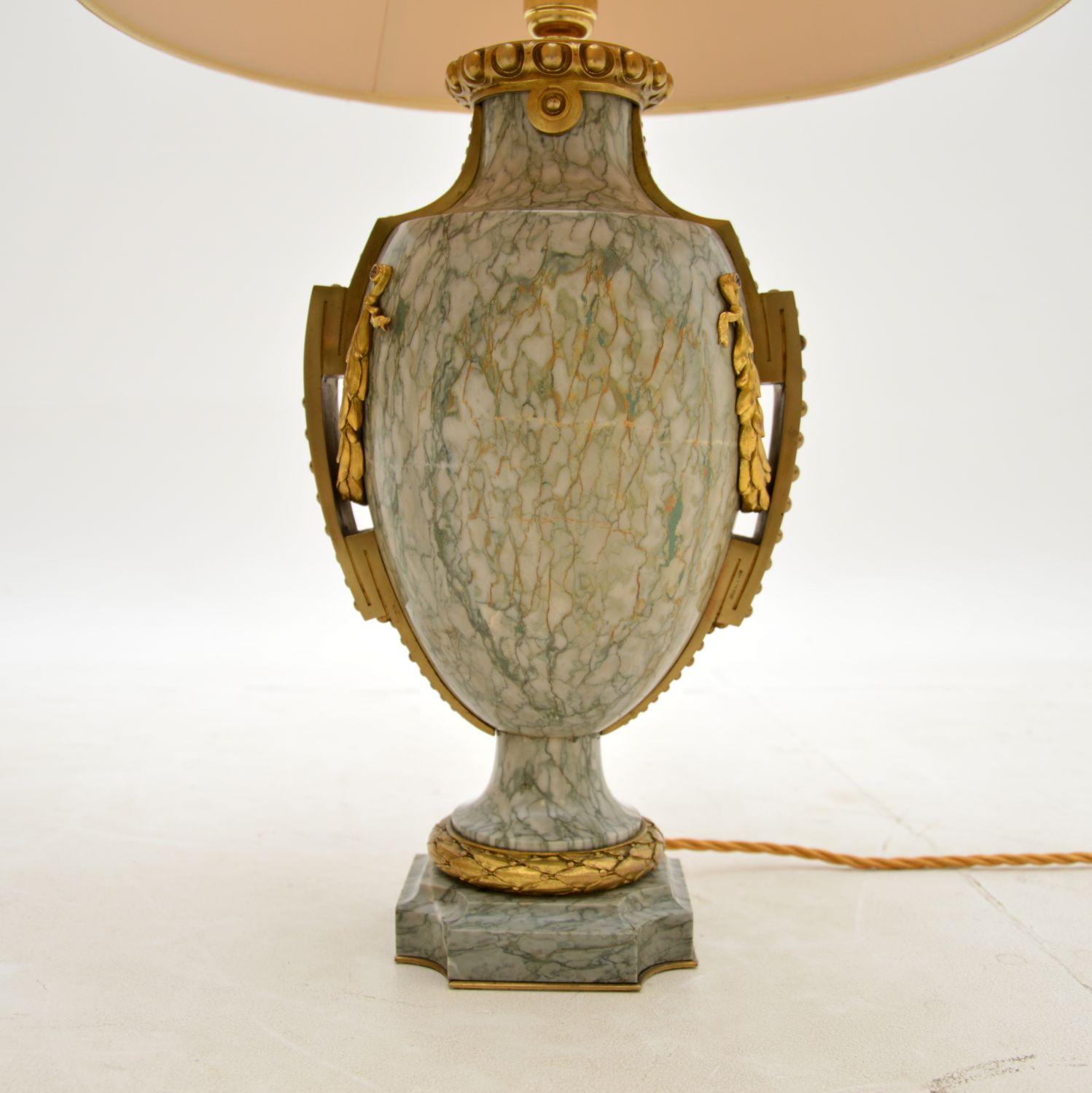 Pair of Antique French Marble & Gilt Bronze Table Lamps 2