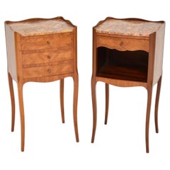 Pair of Antique French Marble Top Bedside Cabinets