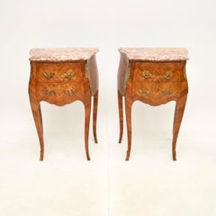 Pair of Antique French Marble Top Bedside Chests