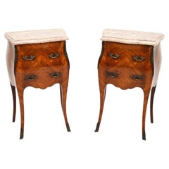 Pair of Antique French Marble Top Bedside Chests