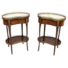 Pair of Antique French Marble Top Kidney Shaped Side Tables