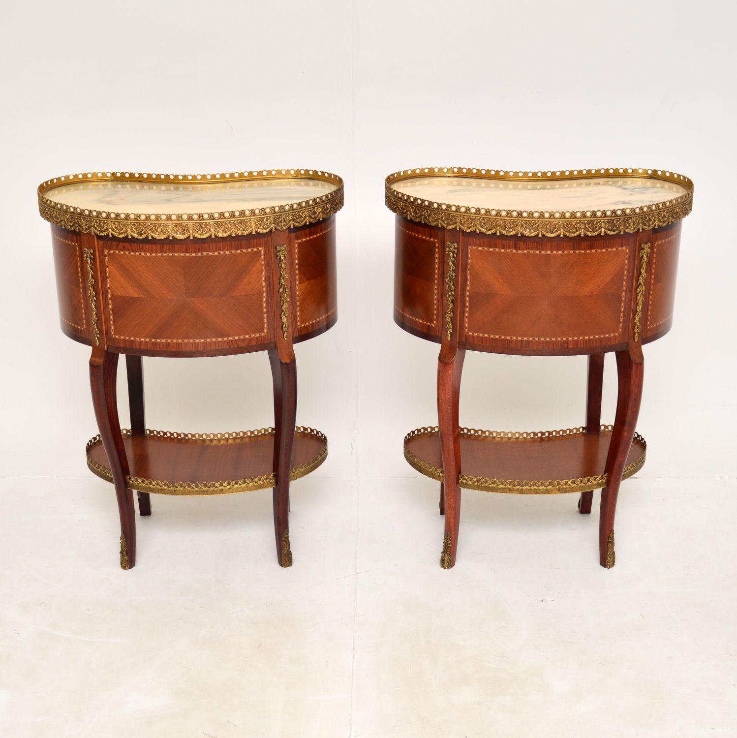 Pair of Antique French Marble Top Kidney Side Tables 5