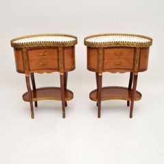 Pair of Antique French Marble Top Kidney Side Tables