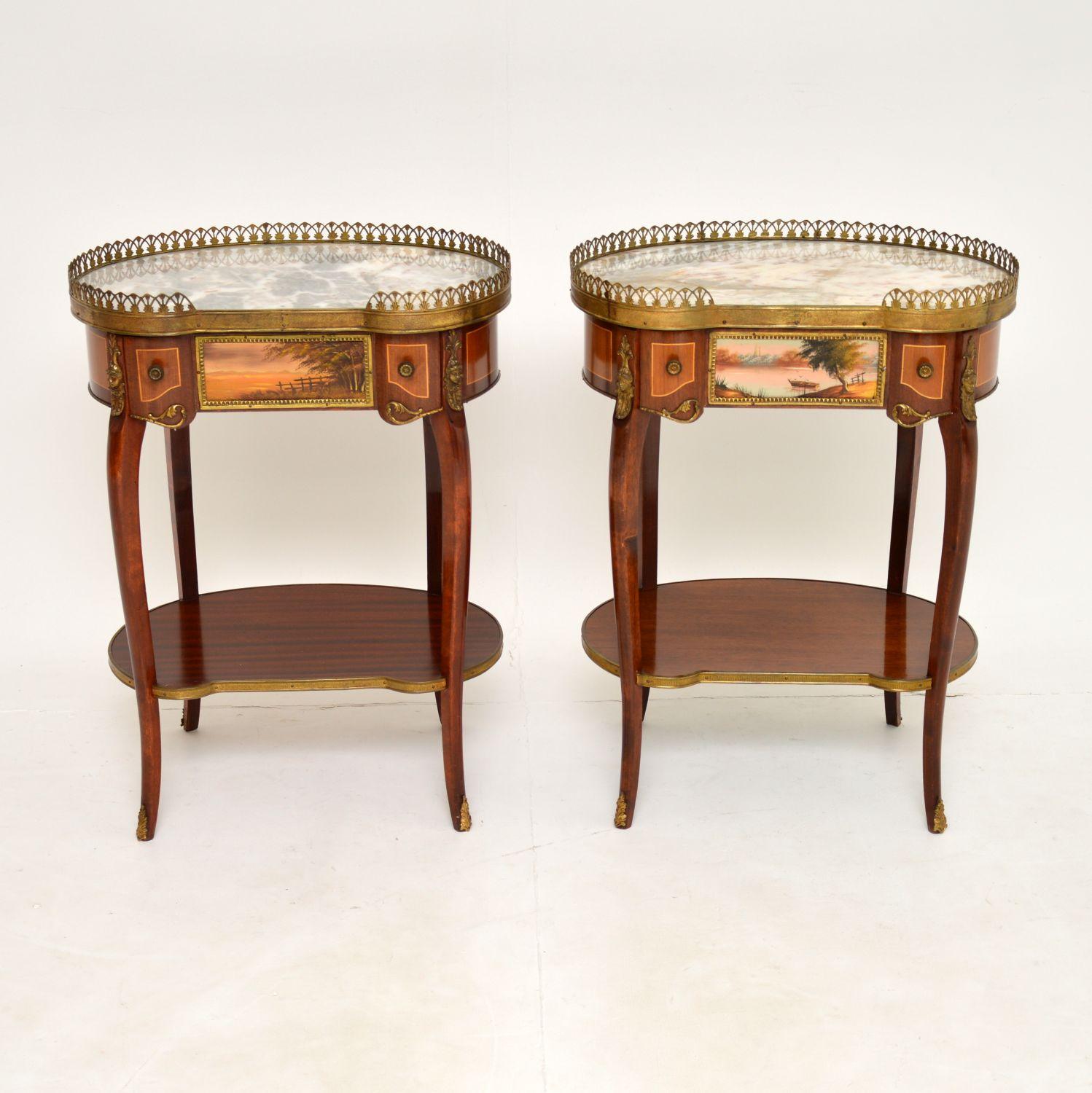 antique french side table with marble top