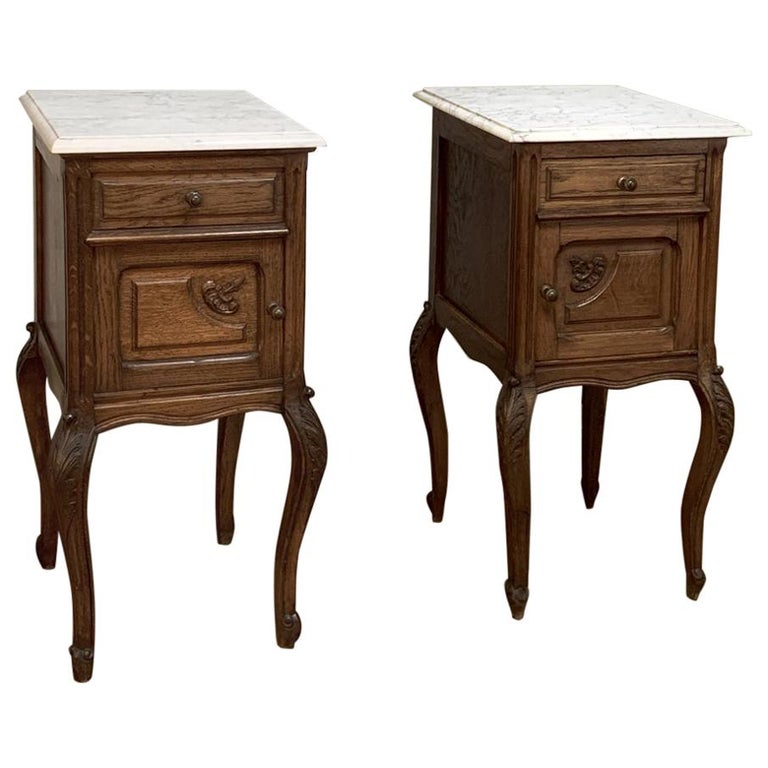 Pair Of Antique French Marble Top Nightstands For At 1stdibs Antique French Marble Top Nightstands