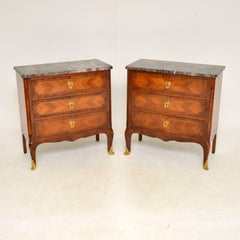 Pair of Antique French Marble Top Side / Bedside Chests