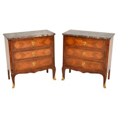 Pair of Antique French Marble Top Side / Bedside Chests