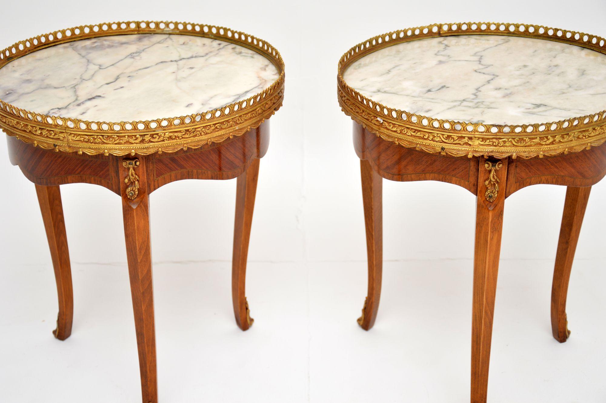 Pair of Antique French Marble Top Side Tables 4