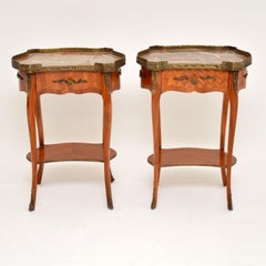 Pair of Antique French Marble-Top Side Tables