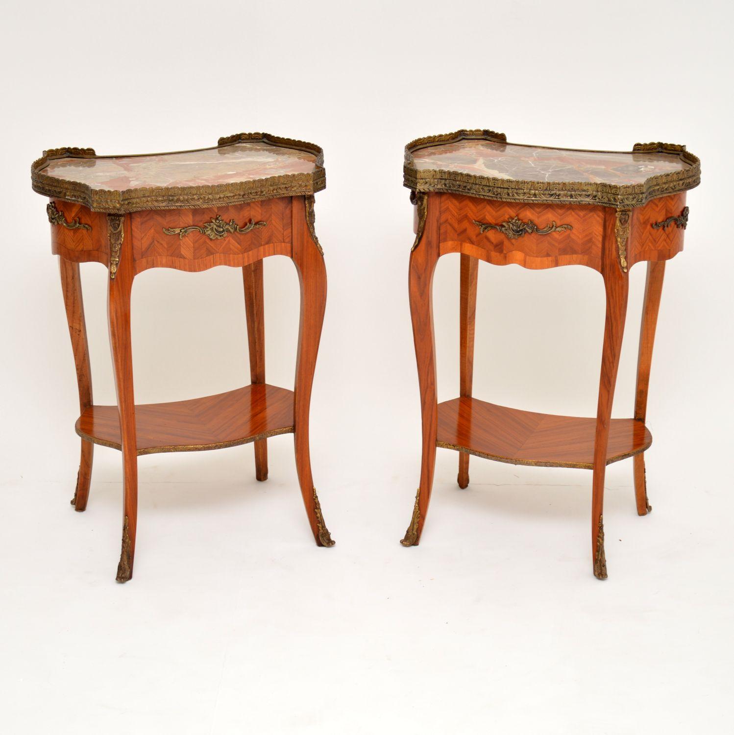 Pair of Antique French Marble-Top Side Tables In Good Condition In London, GB