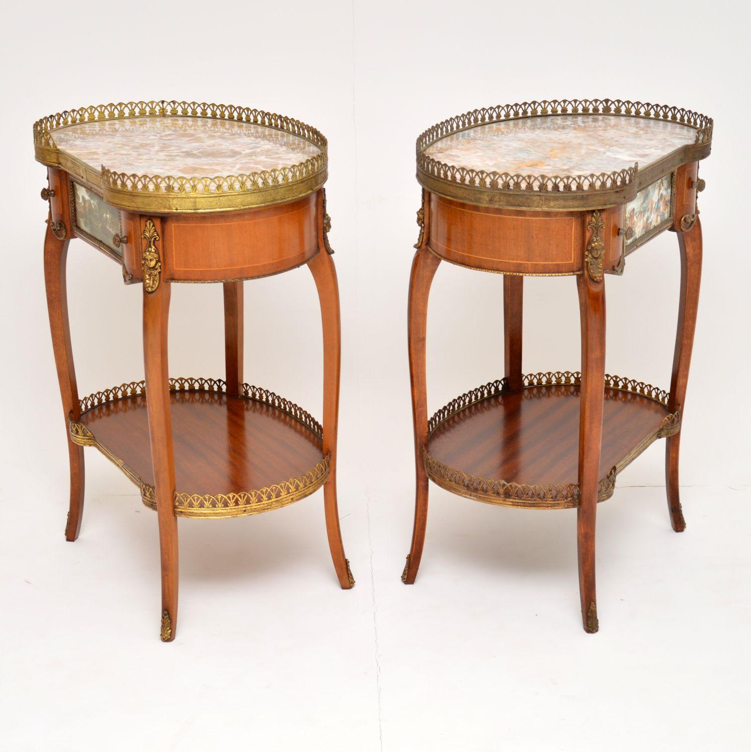 Pair of Antique French Marble Top Side Tables In Good Condition In London, GB
