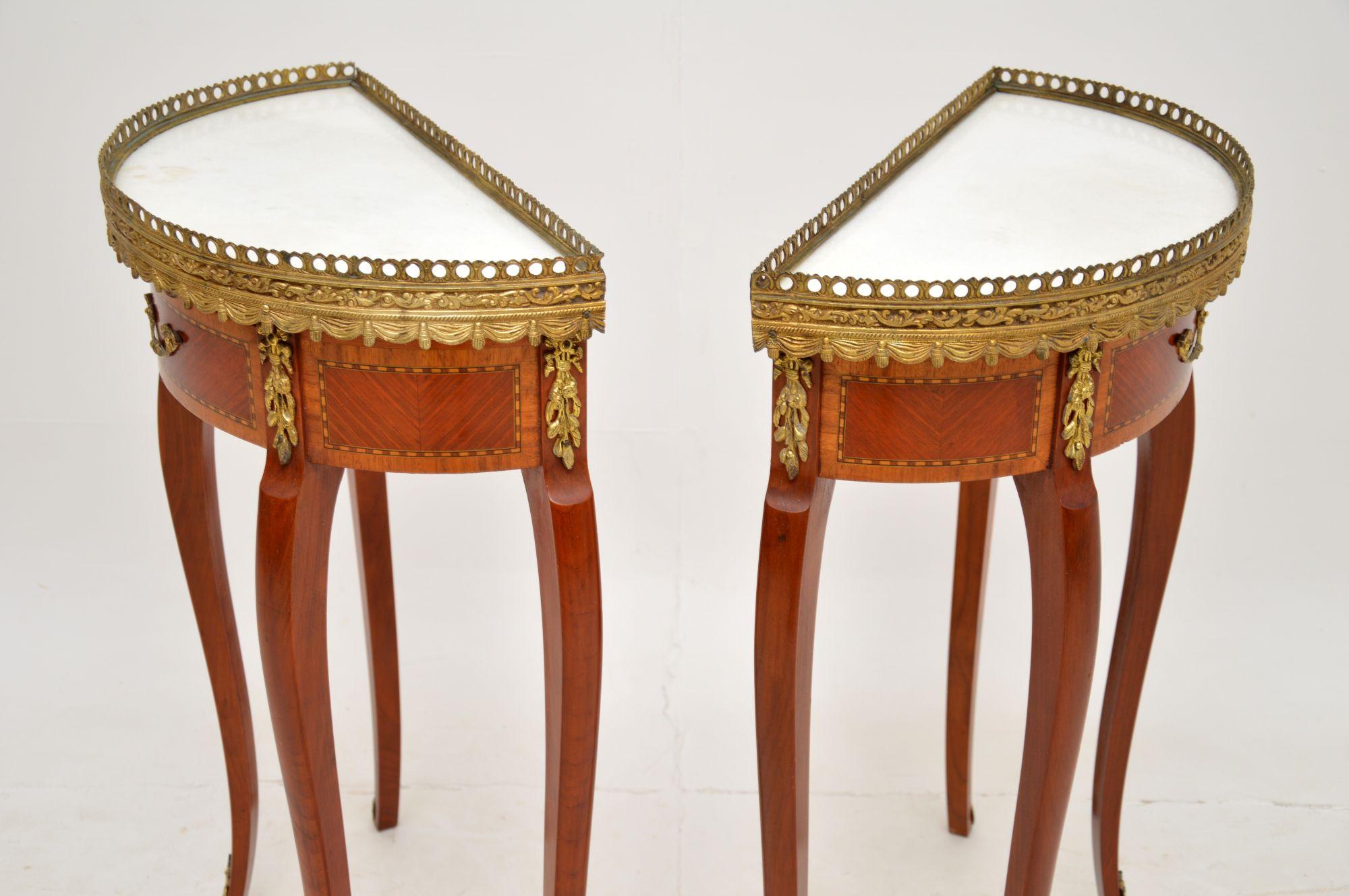 Louis XV Pair of Antique French Marble Top Side Tables For Sale