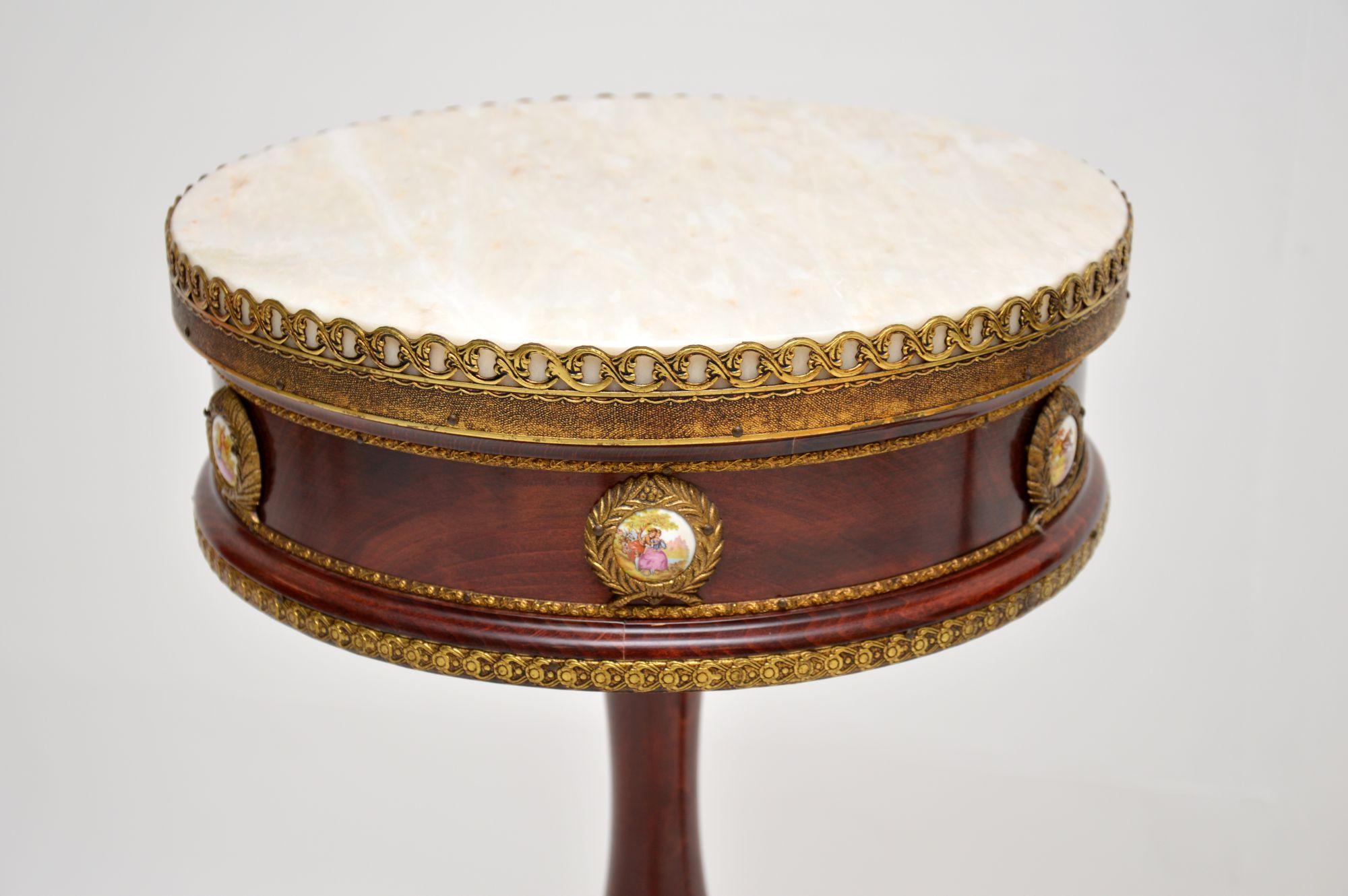 Mid-20th Century Pair of Antique French Marble Top Side Tables For Sale