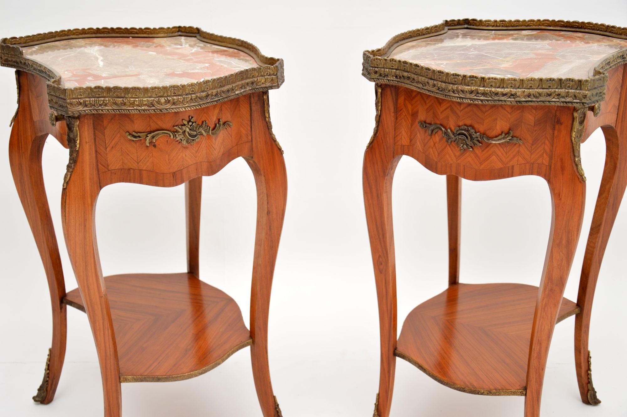 Pair of Antique French Marble-Top Side Tables 1
