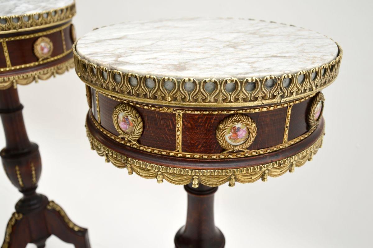 Pair of Antique French Marble Top Side Tables 1