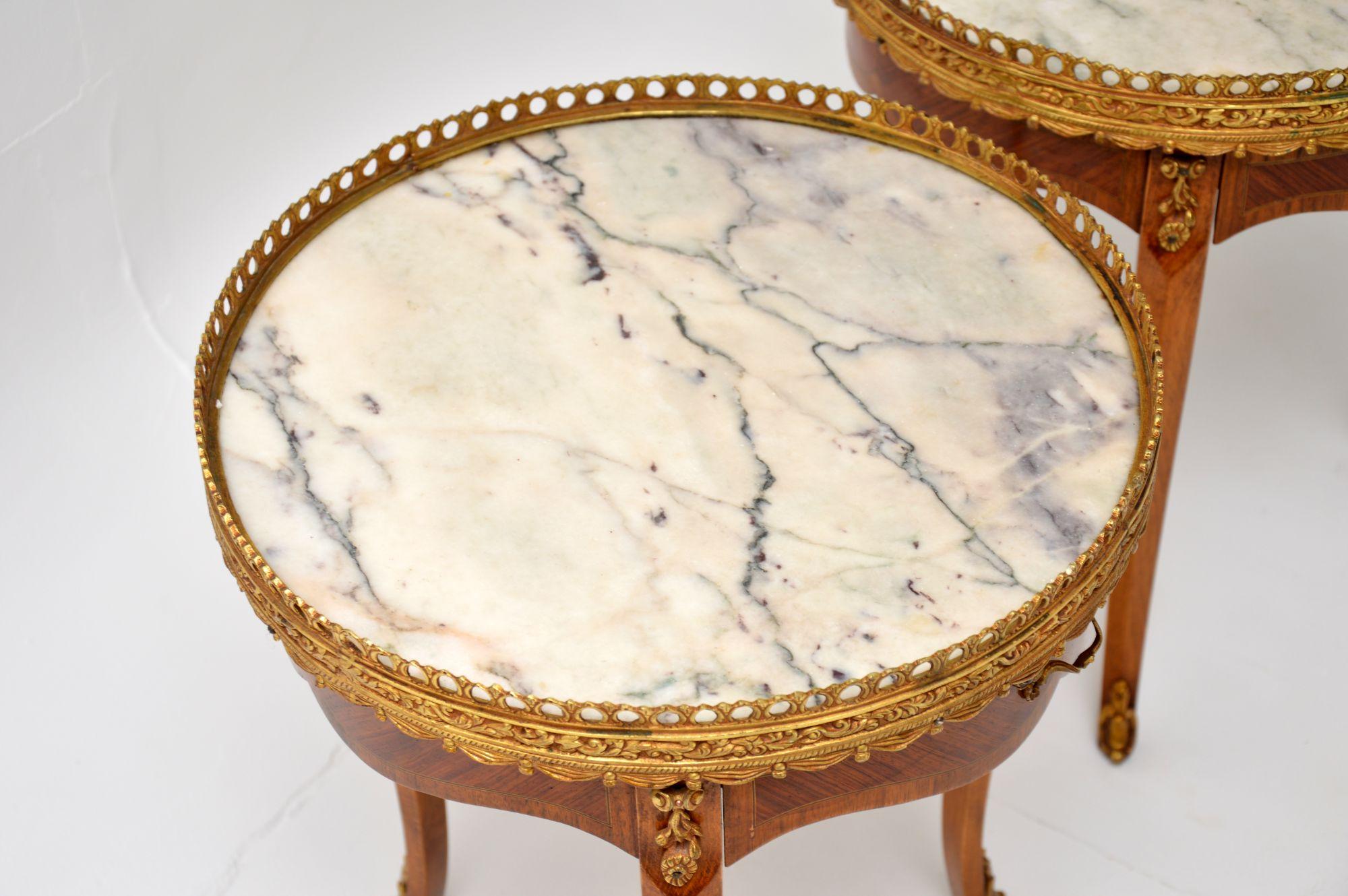 Pair of Antique French Marble Top Side Tables 2