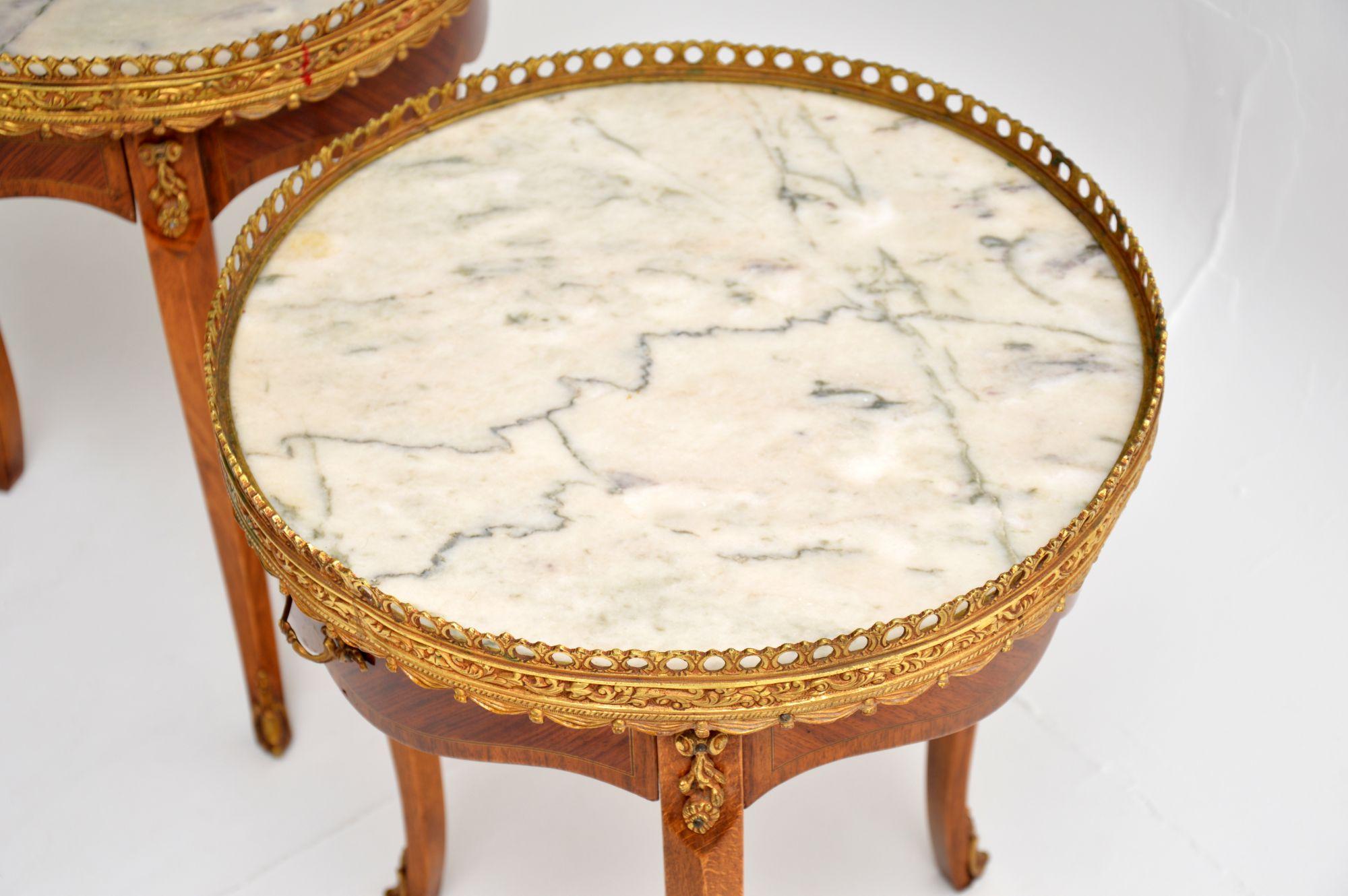 Pair of Antique French Marble Top Side Tables 3