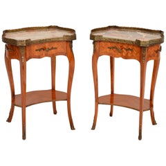 Pair of Antique French Marble-Top Side Tables