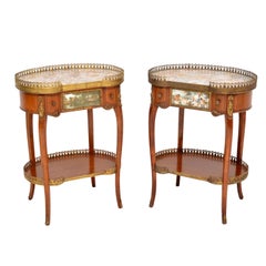 Pair of Vintage French Marble Top Side Tables