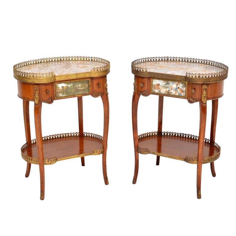 Pair of Antique French Marble Top Side Tables at 1stDibs