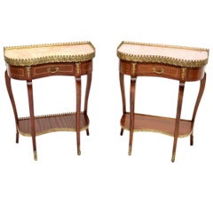 Pair of Antique French Marble Top Side Tables