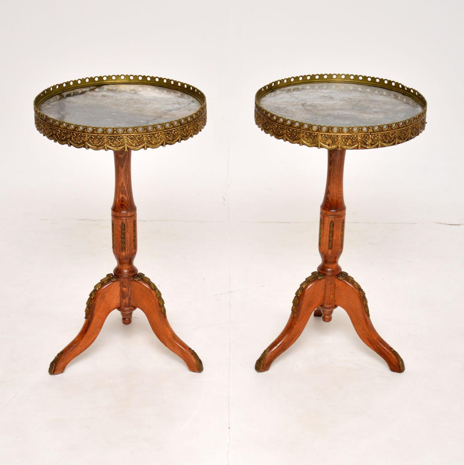Louis XV Pair of Antique French Marble Top Wine Tables