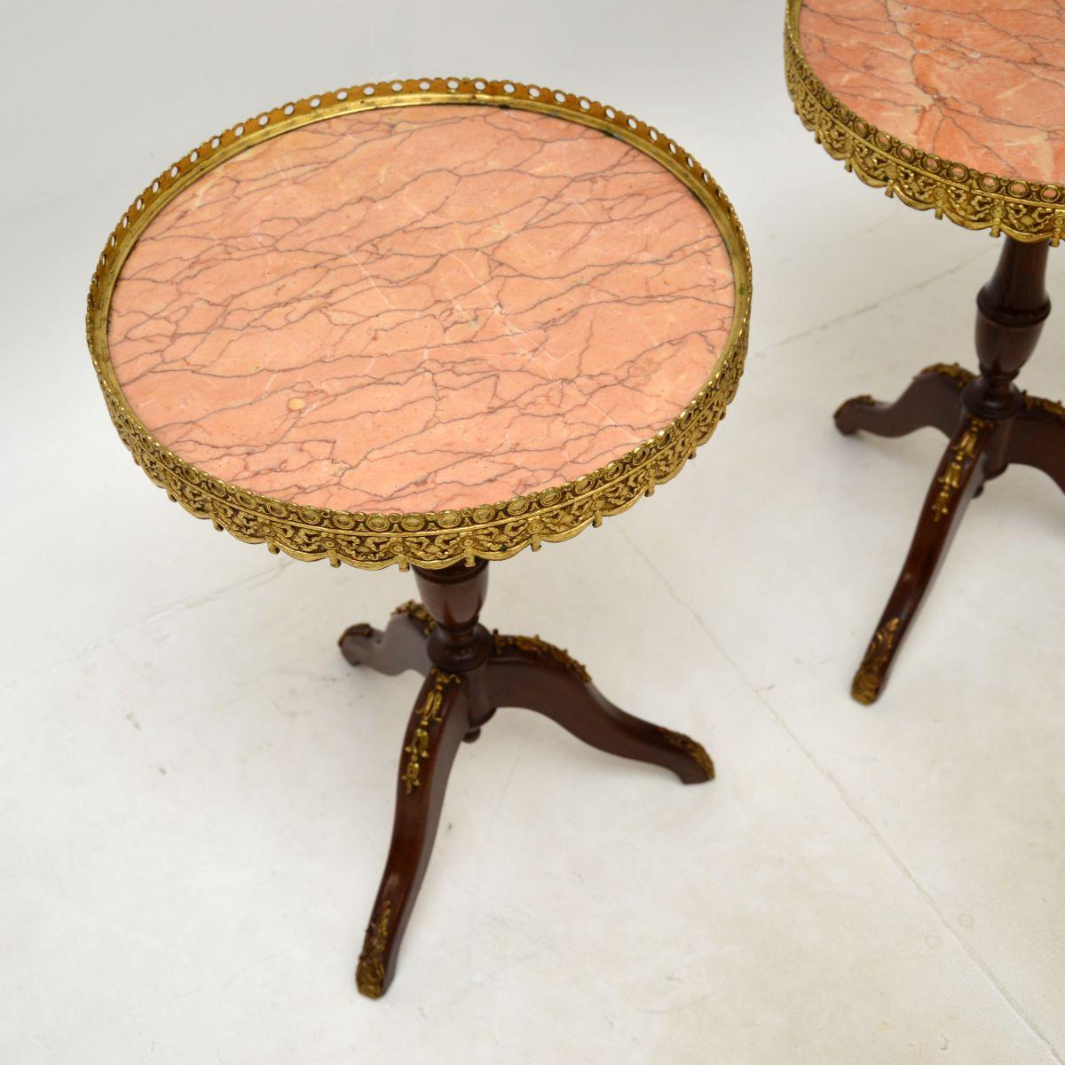 Louis XV Pair of Antique French Marble Top Wine Tables