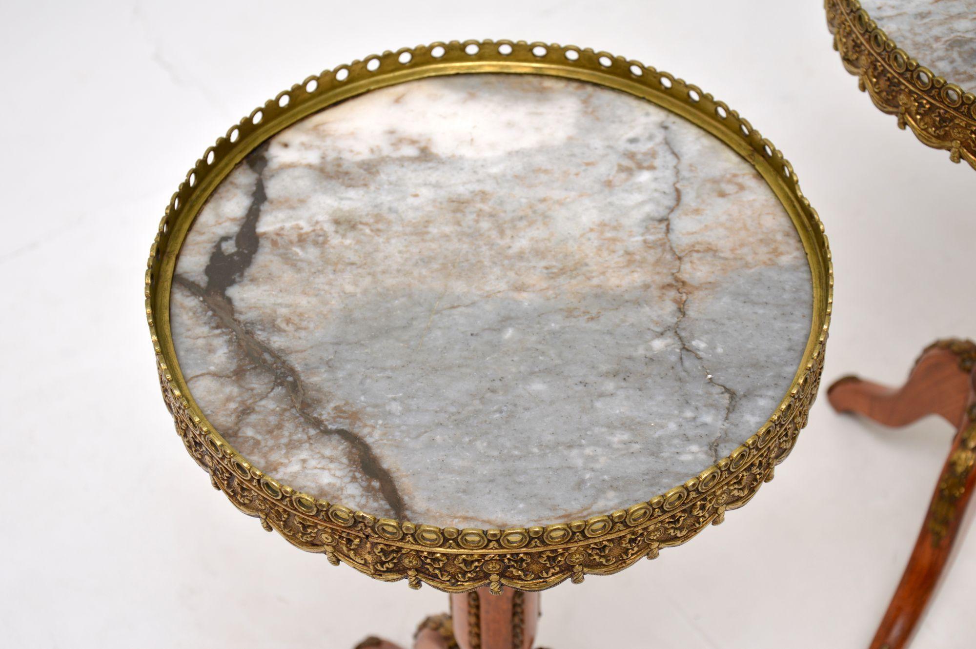 20th Century Pair of Antique French Marble Top Wine Tables