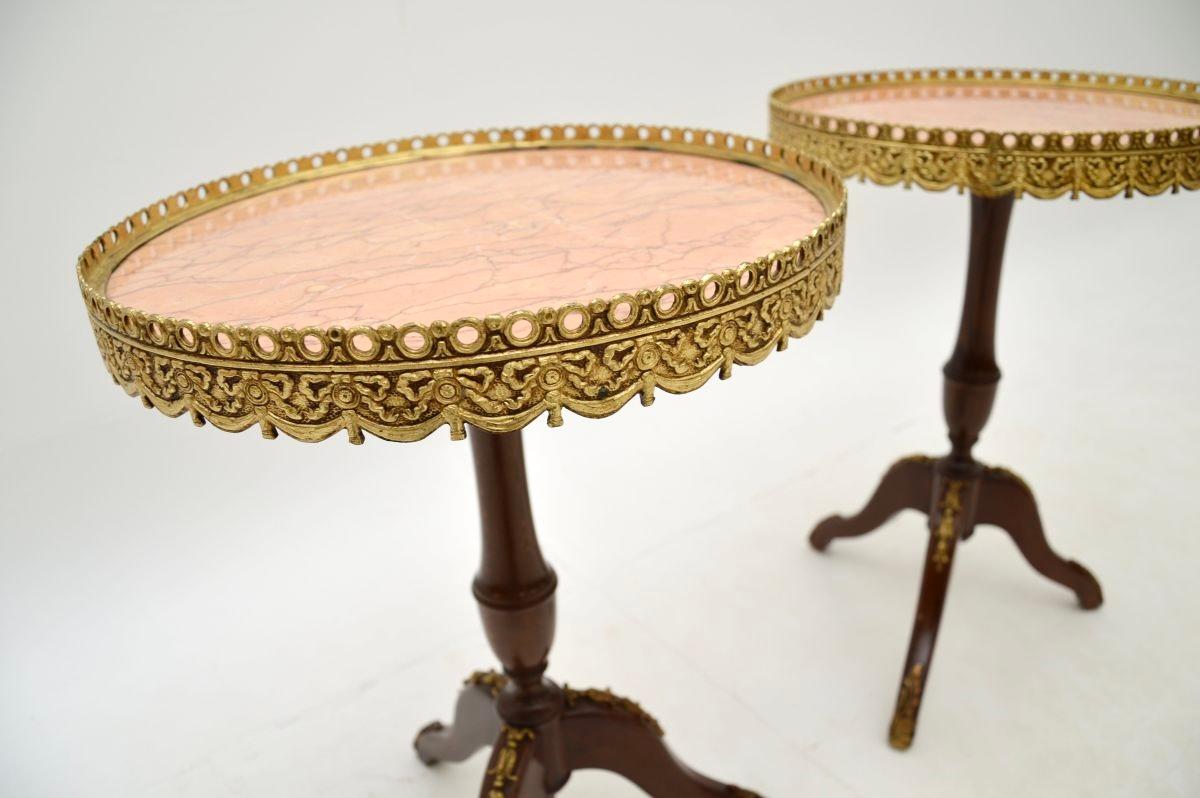 Mid-20th Century Pair of Antique French Marble Top Wine Tables