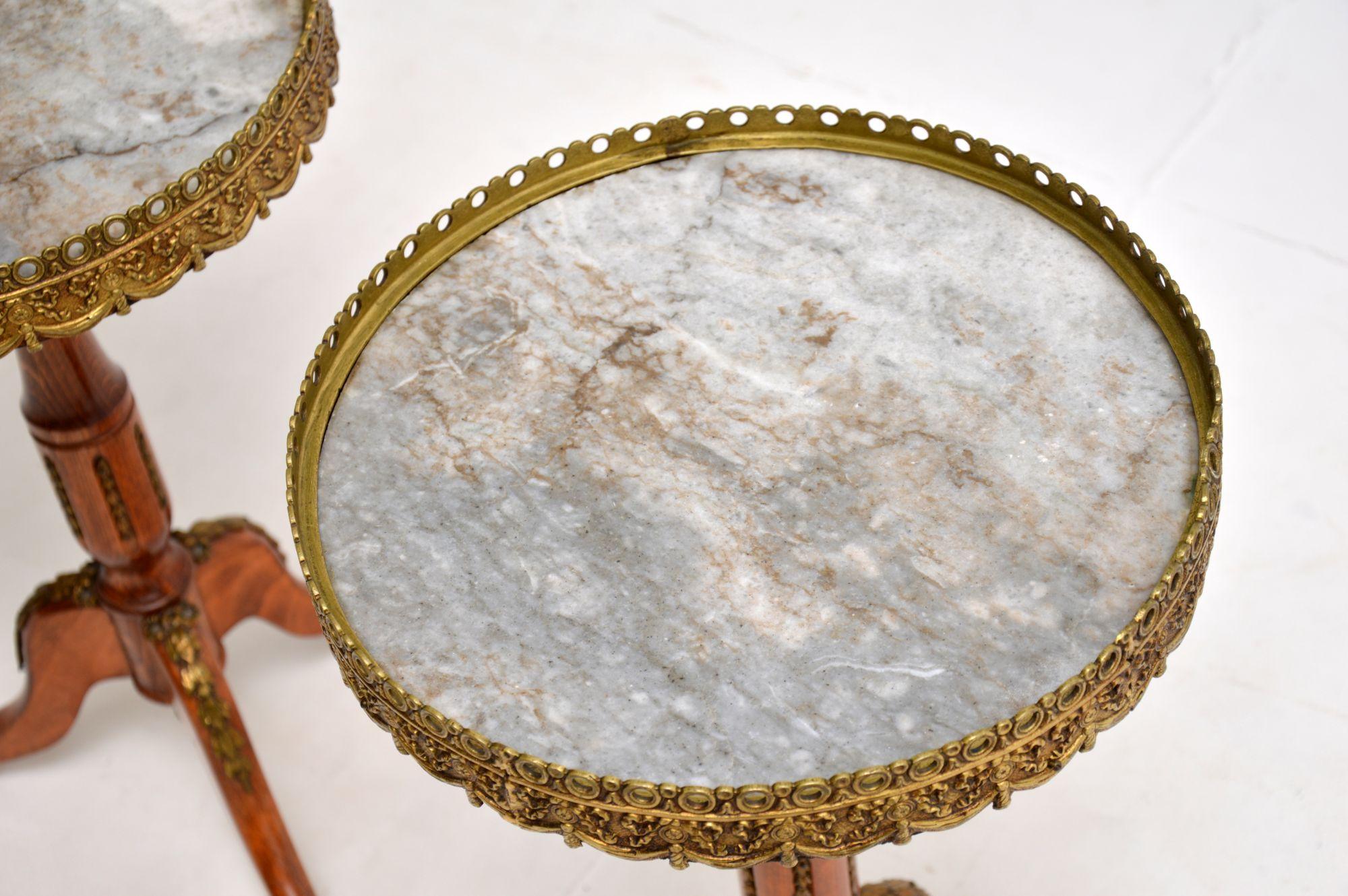 Pair of Antique French Marble Top Wine Tables 1